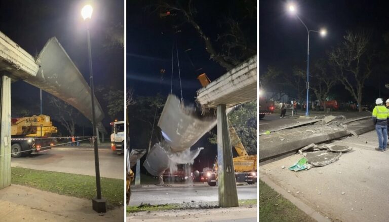 Demolición del puente peatonal en avenida Benjamín Aráoz, San Miguel de Tucumán