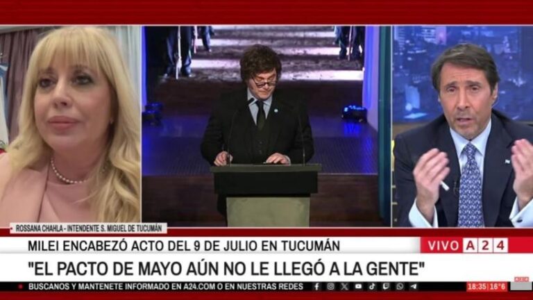 Rossana Chahla y Lisandro Catalán en Casa Histórica durante la Vigilia del 9 de Julio