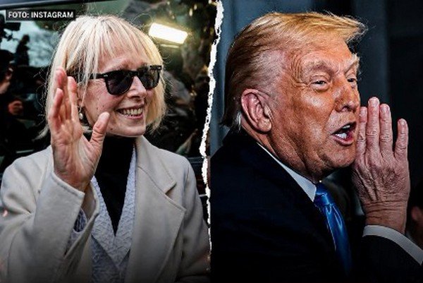 Donald Trump y Jean Carroll en ilustración de juicio