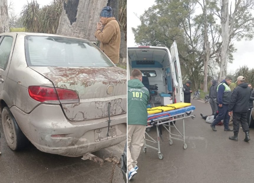 Siniestro vial en avenida San Martín de Colombres con motocicleta y automóvil