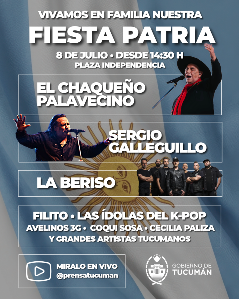 Escenario de la Fiesta Patria en Plaza Independencia de Tucumán con artistas musicales