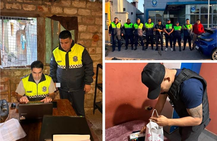 Personal policial durante allanamiento en la capital tucumana