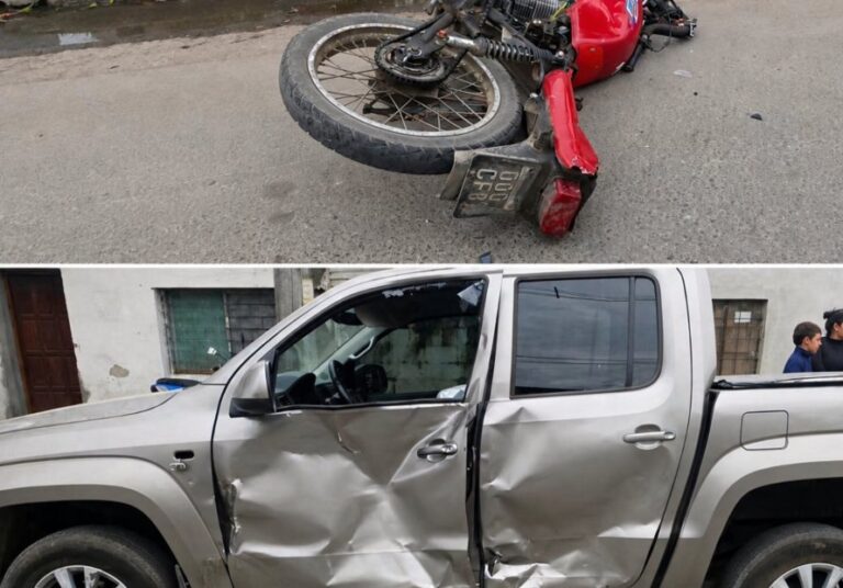 Lugar del accidente entre una motocicleta y una camioneta en Banda del Río Salí