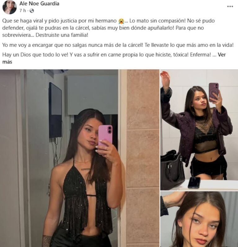 Publicación de Facebook de la hermana de la víctima