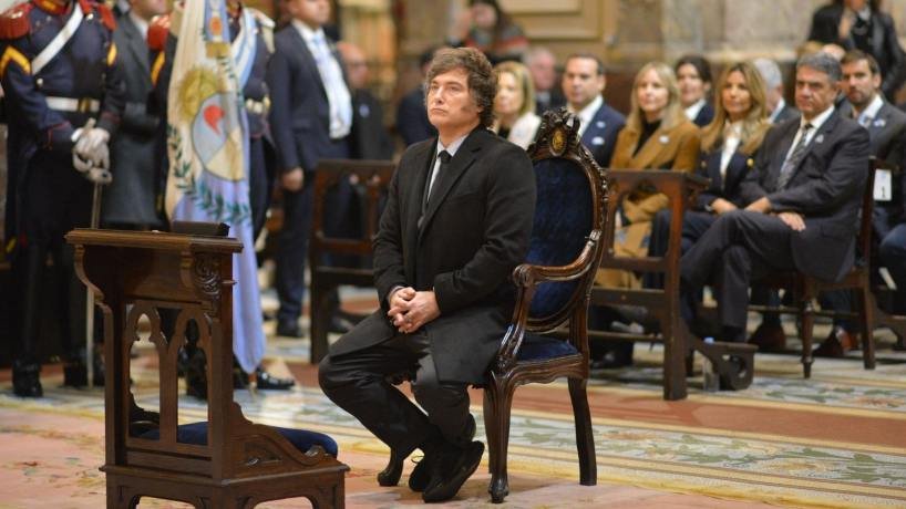 Javier Milei durante el Tedeum