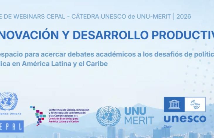 Logo de la CEPAL y texto sobre ciclo de webinars de desarrollo productivo