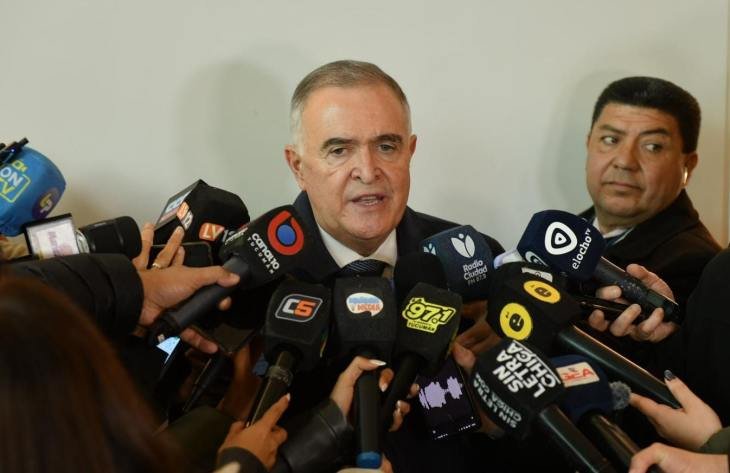 Gobernador de Tucumán, Osvaldo Jaldo, durante una declaración sobre el presupuesto provincial