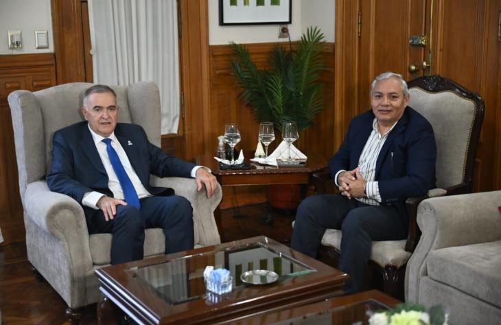 Reunión entre Osvaldo Jaldo y Alfredo Toscano en Casa de Gobierno