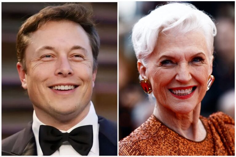 Maye Musk y Elon Musk en un evento público