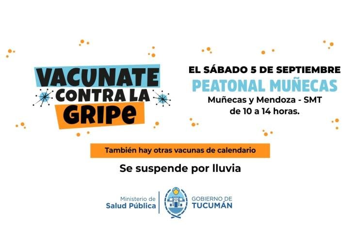 Vacunación contra la gripe en la Peatonal Muñecas de San Miguel de Tucumán
