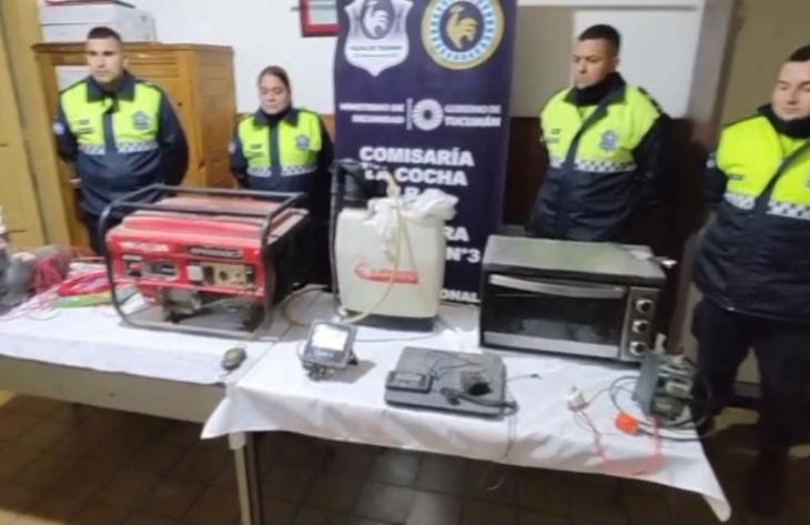 Herramientas de trabajo recuperadas por la policía en Monte Grande