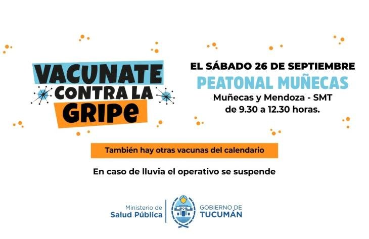 Puesto de vacunación en la Peatonal Muñecas de San Miguel de Tucumán