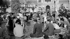 Multitud en la Plaza de Mayo durante la movilización del 17 de octubre de 1945