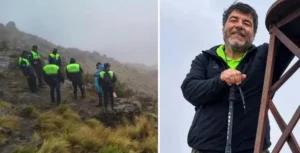 Montañas nevadas en la zona del Ñuñorco Grande, donde se realiza la búsqueda de Raúl Moyano