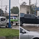 Choque entre dos camionetas en la intersección de Ruta 301 y avenida Horacio Poviña, Tucumán