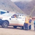 Helicóptero y rescatistas durante la búsqueda de Raúl Moyano en el Cerro Ñuñorco