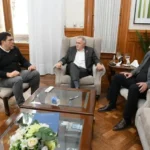 Reunión de Osvaldo Jaldo con Marcelo Nazur y Ramón Cano en Casa de Gobierno