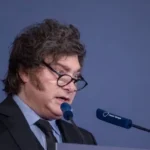El presidente Javier Milei durante un acto oficial
