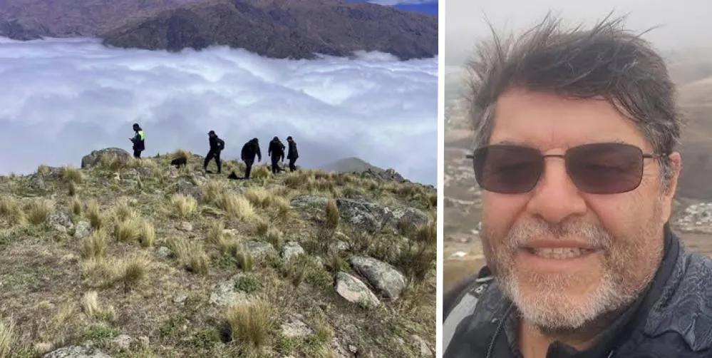 Grupo de montañistas colaborando en la búsqueda de Raúl Moyano en el cerro Ñuñorco