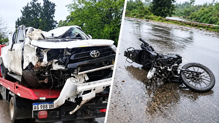 Ruta provincial 312 en Alderetes, donde ocurrió el choque entre una motocicleta y una camioneta Hilux