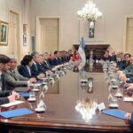 Gobernador de Tucumán, Osvaldo Jaldo, durante una declaración sobre la recaudación provincial
